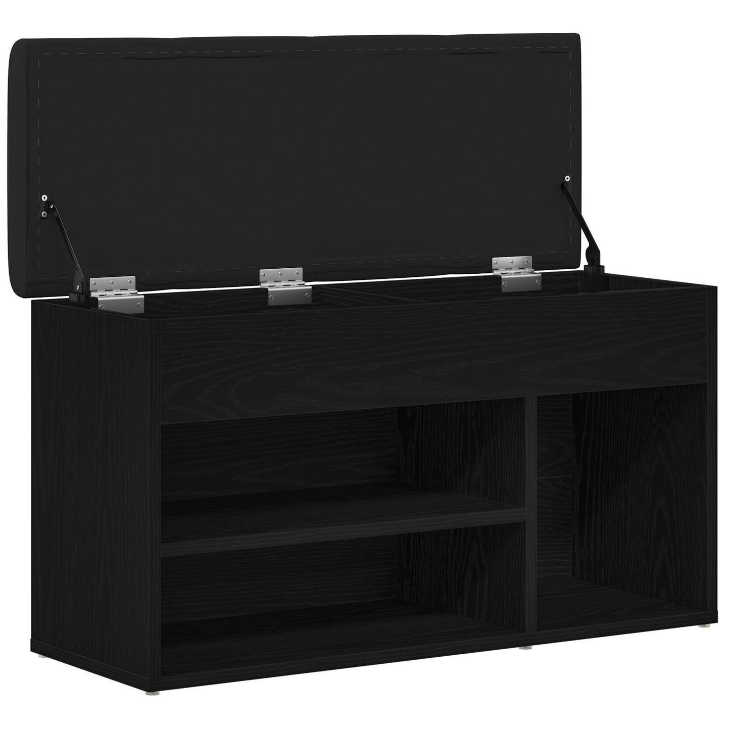 Opbevaringsbænk Sort Egetræ 80x30x45 cm Ingeniørtræ