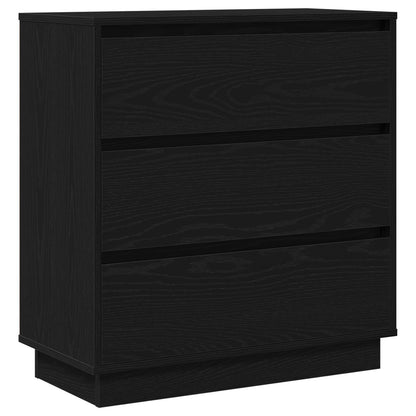 Sengetøjsskabe med LED Sort Eg 71x34,5x75 cm Konstrueret Træ
