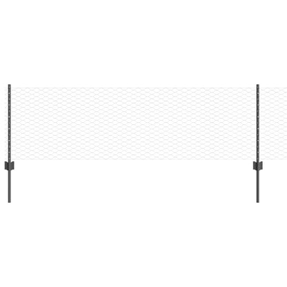 Hegn stolper 11 stk U-kanal Grå 60 cm Stål, vidaXL Sekskantet hegn Grå 0,6x25 m Stål