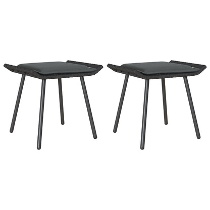 Havebænke 2 stk Sort 50x40x45 cm Poly Rattan