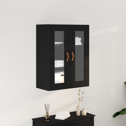 Væghængt Skab med Glasdøre Sort Eg 69,5x34x90 cm