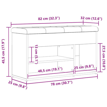 Opbevaringsbænk Sort Egetræ 80x30x45 cm Ingeniørtræ