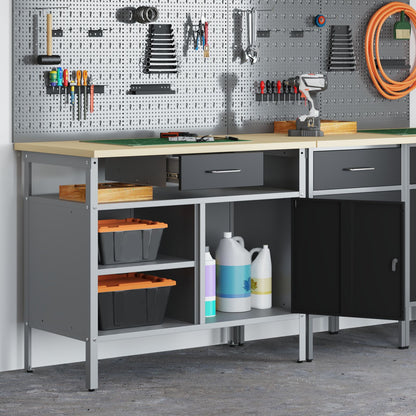 Arbejdsbænk med låsbar dør Sort 100x55x85 cm Stål