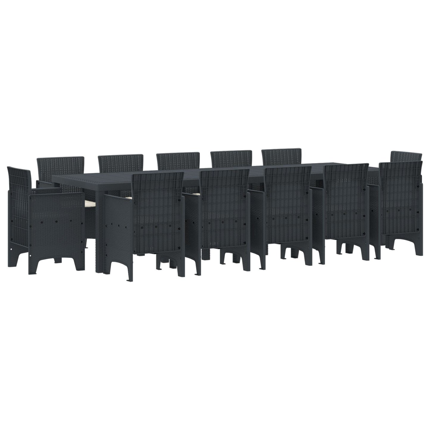 13-delt have spisesæt med puder antracit poly rattan, vidaXL havebord antracit 150x100x73 cm poly rattan, vidaXL havestole med puder 4 stk antracit poly rattan