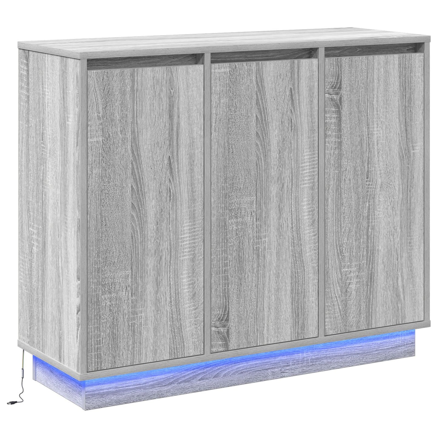 Skænk med LED Grå Sonoma 90x32x75 cm Lavet i træ