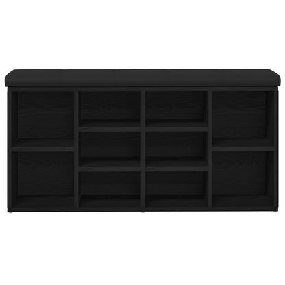 Opbevaringsbænk Sort Eg 100x30x48 cm Konstrueret Træ