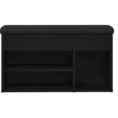 Opbevaringsbænk Sort Egetræ 80x30x45 cm Ingeniørtræ
