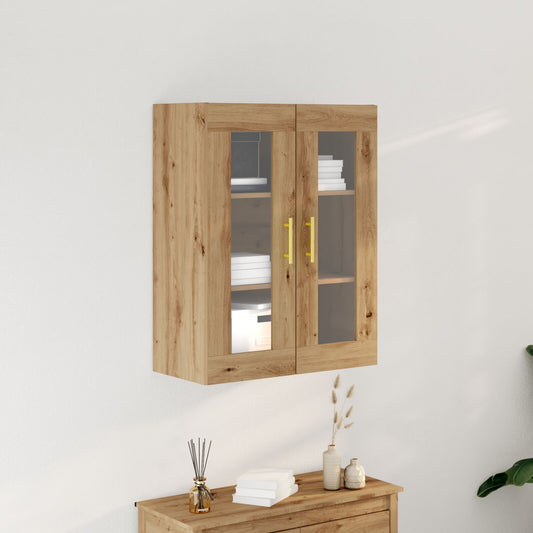Vægmonteret Skab med Glasdøre Artisan Eg 69,5x34x90 cm