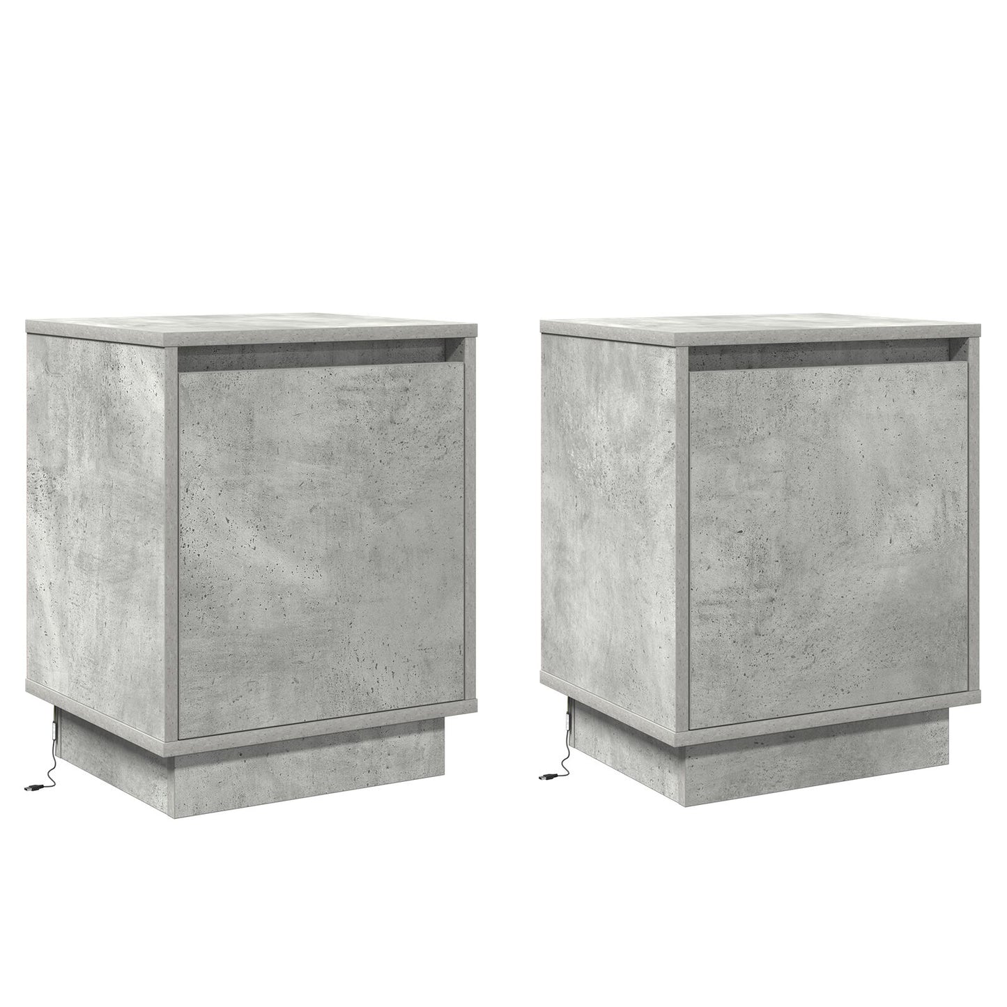 Sengeskabe med LED Lys 2 stk Beton Grå 39x34,5x50 cm