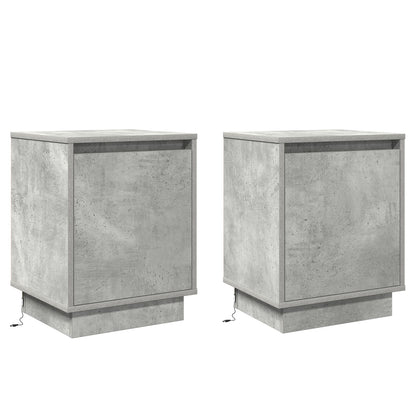 Sengeskabe med LED Lys 2 stk Beton Grå 39x34,5x50 cm