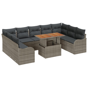 10 stykker havesofa sæt med puder grå poly rattan, vidaXL 2-personers havesofa med opbevaring & puder grå poly rattan