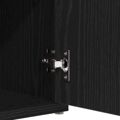 Opbevaringsbænk Sort Eg 100x30x48 cm Komprimeret Træ