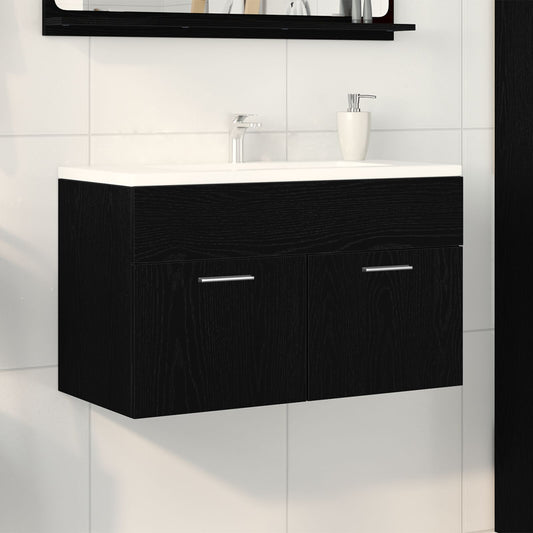 Badeværelsesskabe Sort Eg 90x38,5x46 cm Konstrueret træ