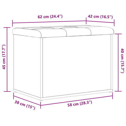 Opbevaringsbænk Sort Eg 60x40x45 cm Konstrueret Træ