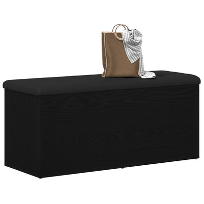 Opbevaringsbænk Sort Eg 100x40x45 cm Ingeniørtræ