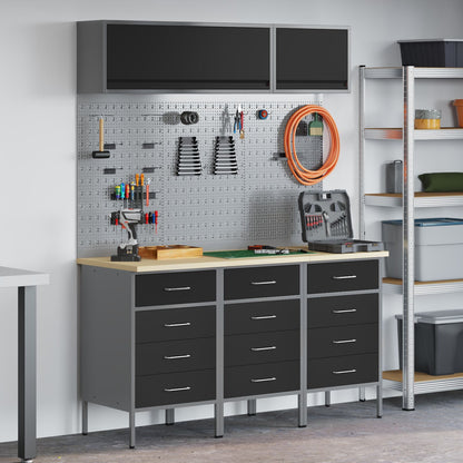 8 Stykker Arbejdsbænk Sæt i Sort Stål