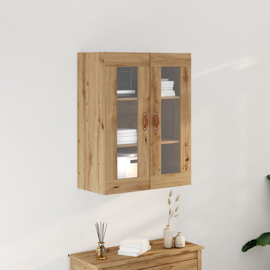 Vægmonteret Skab med Glasdøre Artisan Eg 69,5x34x90 cm