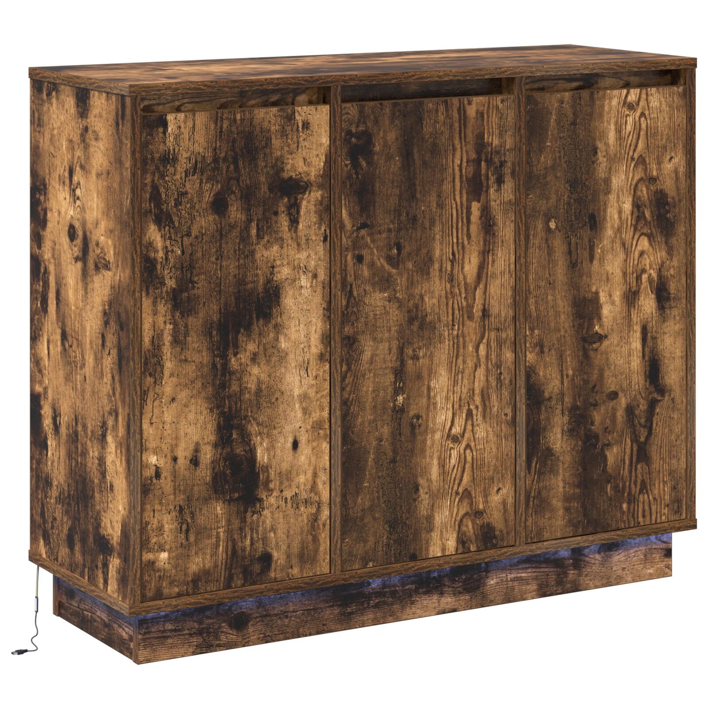 Skab med LED Røget Eg 90x32x75 cm Konstrueret Træ