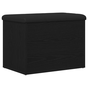Opbevaringsbænk Sort Eg 60x40x45 cm Konstrueret Træ