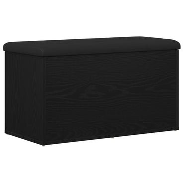 Opbevaringsbænk Sort Eg 80x40x45 cm Ingeniørtræ