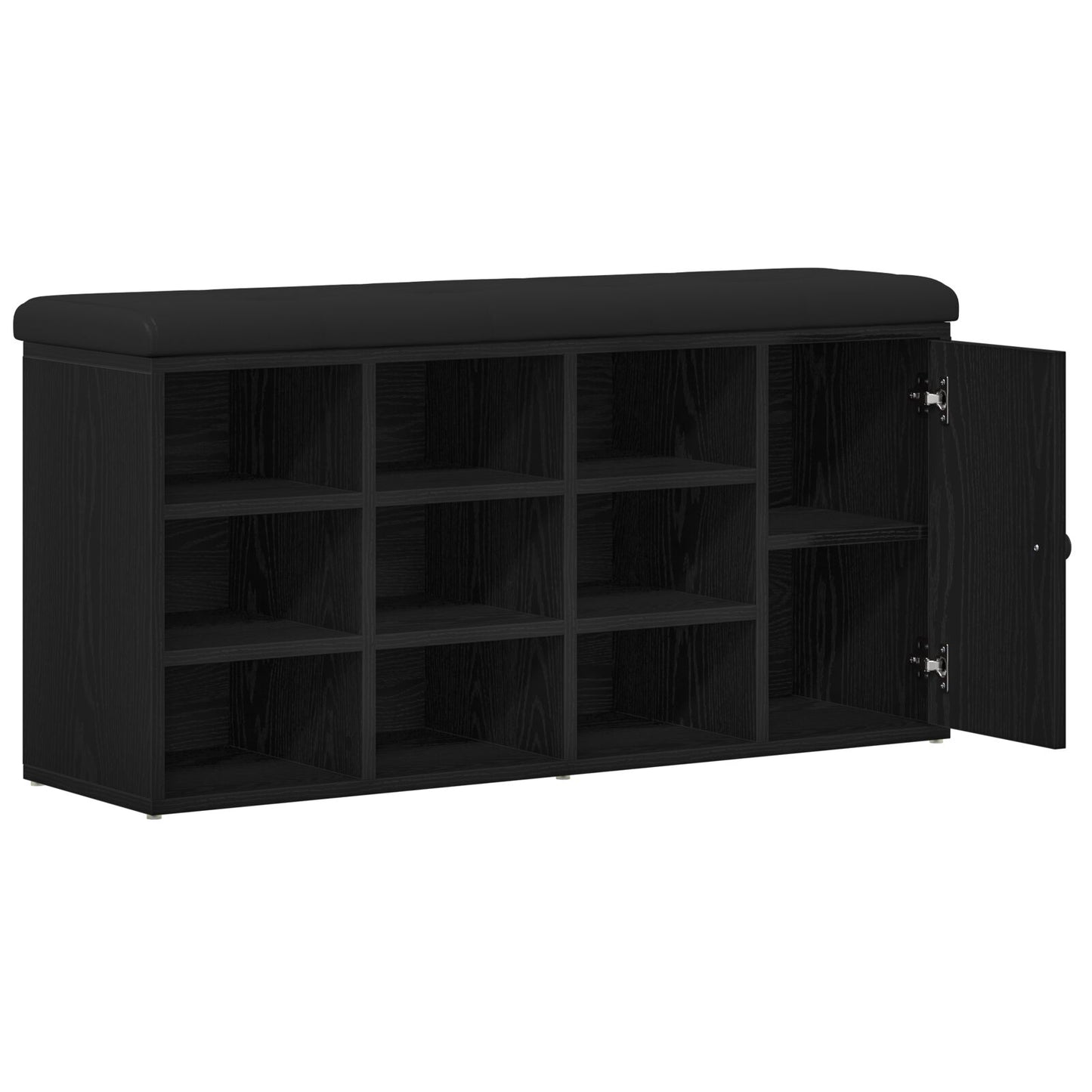 Opbevaringsbænk Sort Eg 100x30x48 cm Komprimeret Træ
