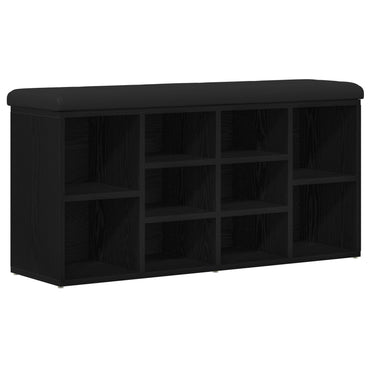 Opbevaringsbænk Sort Eg 100x30x48 cm Konstrueret Træ