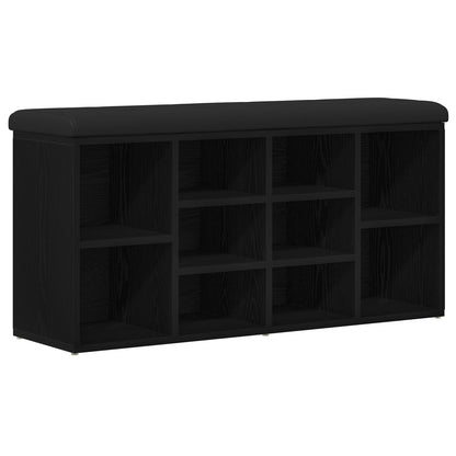 Opbevaringsbænk Sort Eg 100x30x48 cm Konstrueret Træ