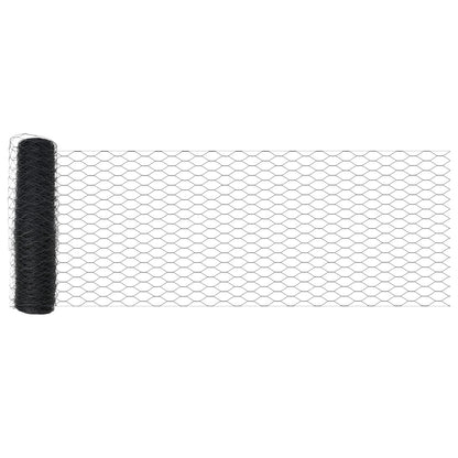 Hegn stolper 11 stk U-kanal Grå 60 cm Stål, vidaXL Sekskantet hegn Grå 0,6x25 m Stål