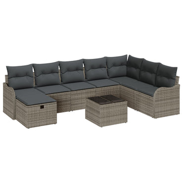 9-delers havesofa sæt med puder grå poly rattan, vidaXL 2-personers havesofa med puder grå poly rattan