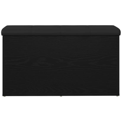 Opbevaringsbænk Sort Eg 80x40x45 cm Ingeniørtræ