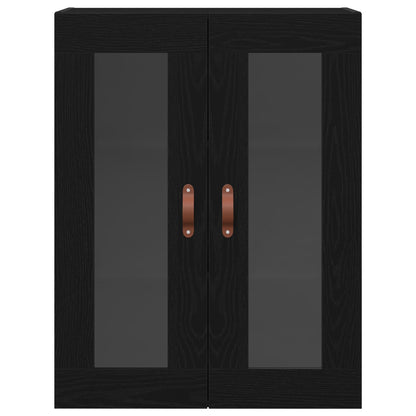 Væghængt Skab med Glasdøre Sort Eg 69,5x34x90 cm