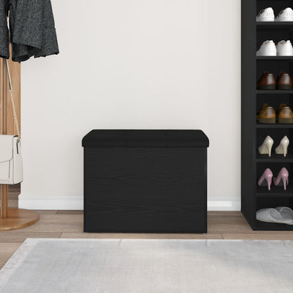 Opbevaringsbænk Sort Eg 60x40x45 cm Konstrueret Træ