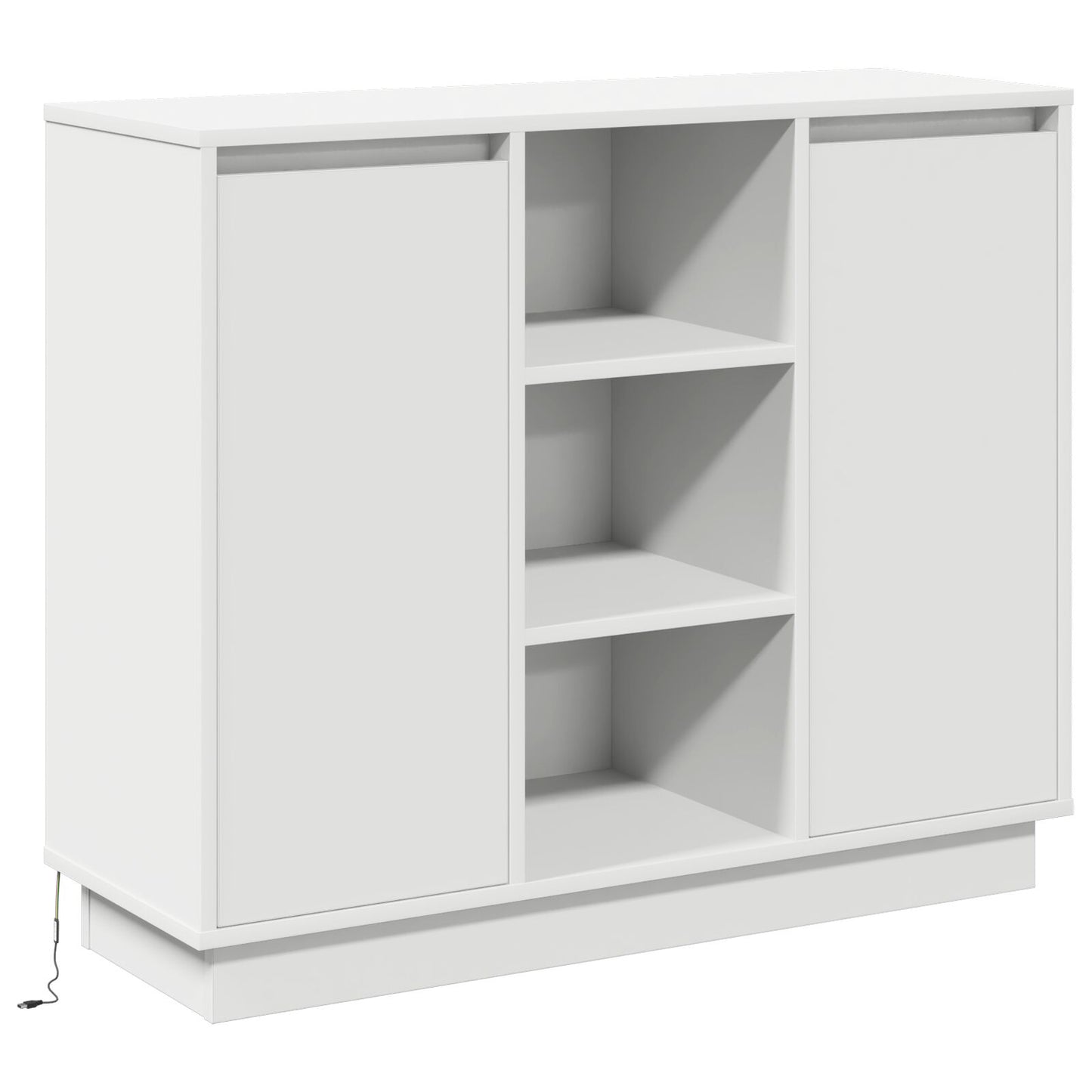 Skab med LED Hvid 90x32x75 cm Syntetisk Træ