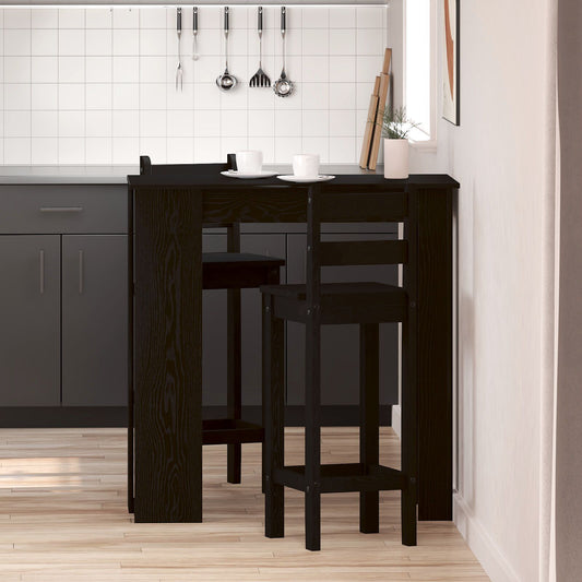 Barbord med Hylde - Sort Eg, 102x50x103.5 cm, Lavet af Ingeniørtræ