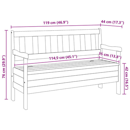 Udendørs Bænk 119x76x44 cm Massivt Fyrretræ