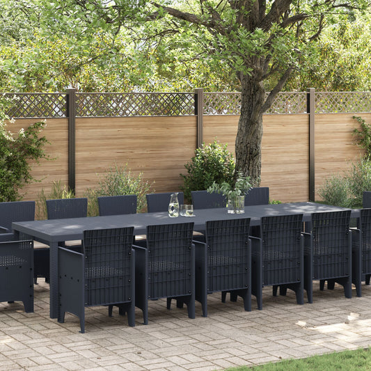 13 dele have spisebordssæt brunt polyrattan, vidaXL havebord brun 200x100x73 cm polyrattan, vidaXL havebord brun 150x100x73 cm polyrattan, vidaXL have stole 4 stk brunt polyrattan