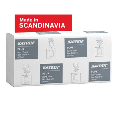 Papirhåndklæder ark, Katrin, Plus, 2 lag, hvid, 203mmx320mm, karton a 1995 stk
