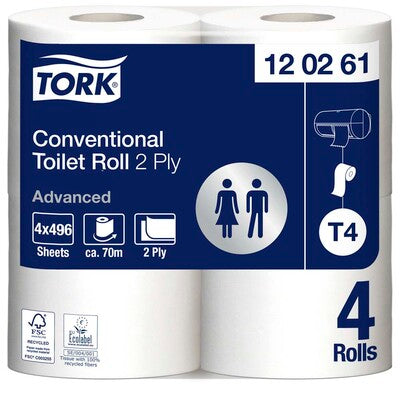 Toiletpapir Tork Advanced T4 hvid 2-lags 69m 24rl 120261