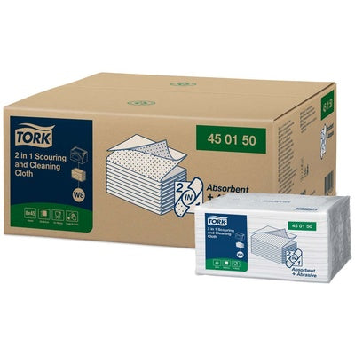 Skure og aftørringsklud Tork 2-i-1 W8 38,5x30cm 360ark/kar