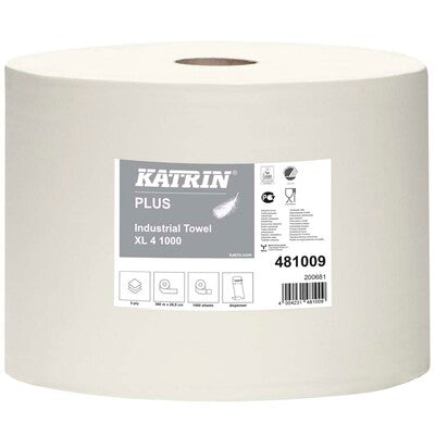 Aftørringspapir Plus XL 4 1000 4-lags 26,5cmx360m 1rul/kar 481009