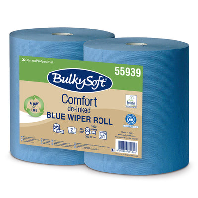 Aftørringspapir BulkySoft 2-lags Comfort blå 36cm 360m 2 rul/kar