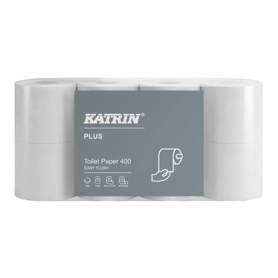 Toiletpapir, Katrin, Easy Flush, 2-lags, hvid, 100 mm x 50,00 m, 16 g/m², æske med 40 ruller