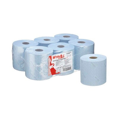 Aftøringsrulle, Kimberly-Clark, Wypall, 1 lag, blå, 195mm x 304.00m, kasse a 6 ruller