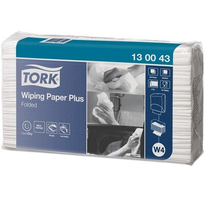 Aftørringspapir Tork Plus W4 2-lags hvid 32x39cm 130043 5x200ark