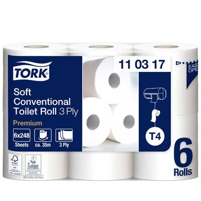 Toiletpapir Tork Premium T4 hvid 3-lag soft 35m 42rl 110317