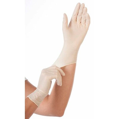 Latexhandske L hvid Grip PF 100stk/pkt